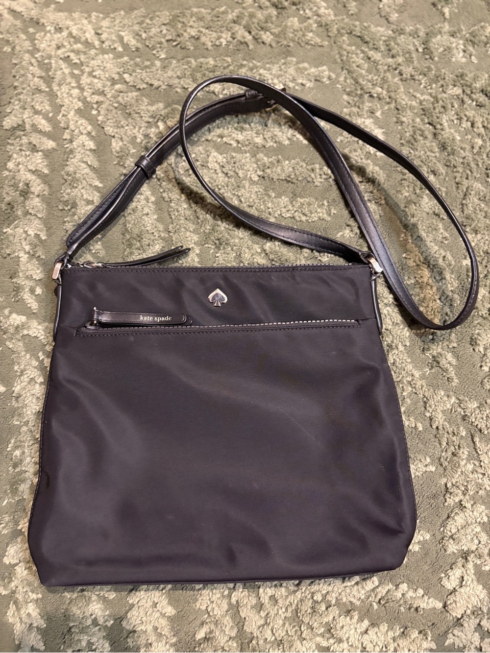 kate spade Black Nylon Crossbody Bag with Leather Strap